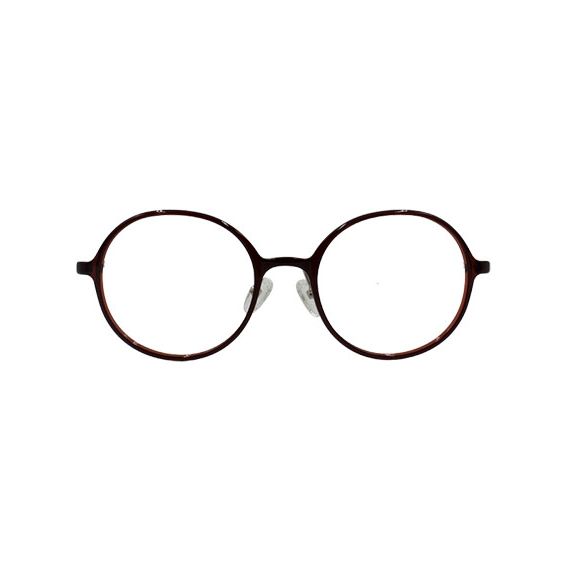 Woman round glasses brown