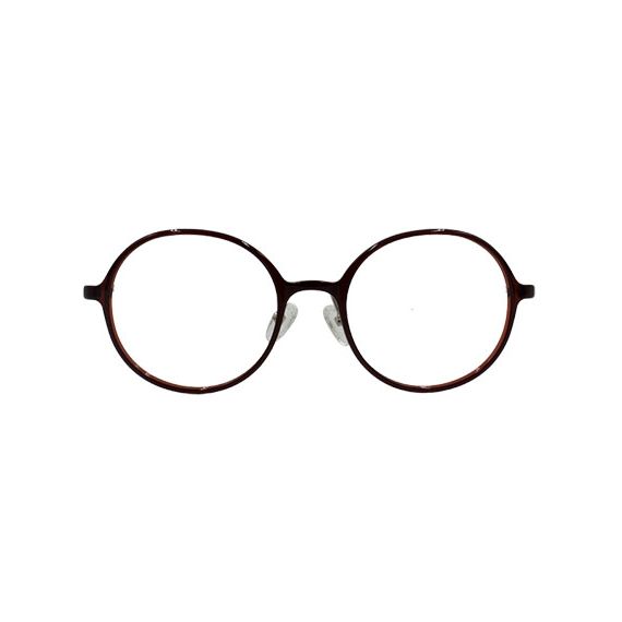 Woman round glasses brown