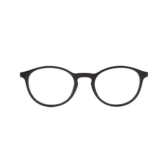 Woman round glasses brown