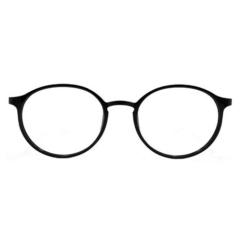 Woman round glasses brown